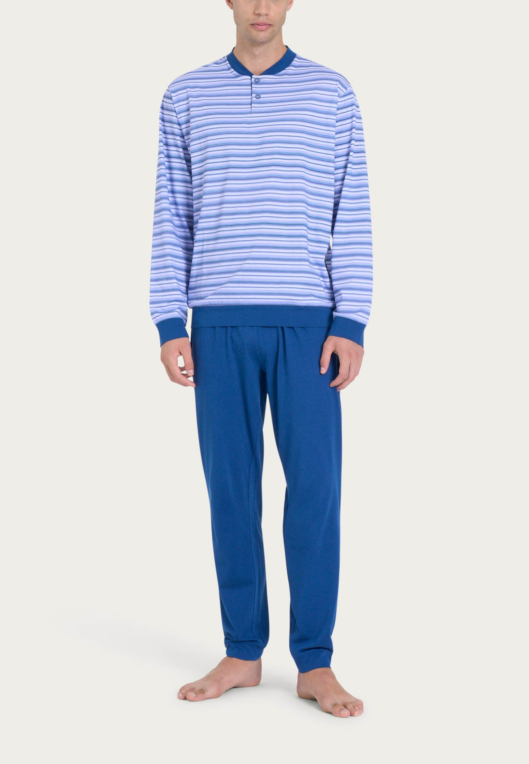 RAGNO Pigiama Uomo Lungo Cotone Leggero Rigato U888NU