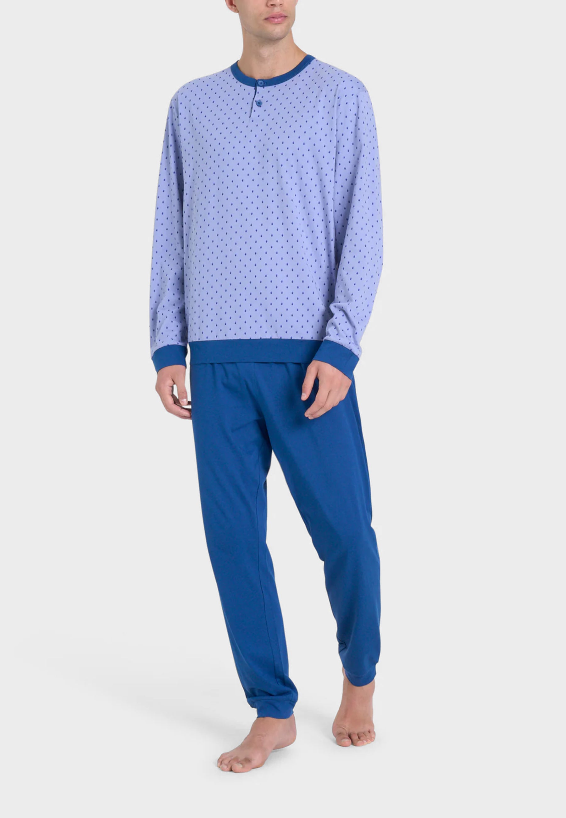 Pigiama Uomo Manica Lunga 100% Cotone Leggero RAGNO U909N1