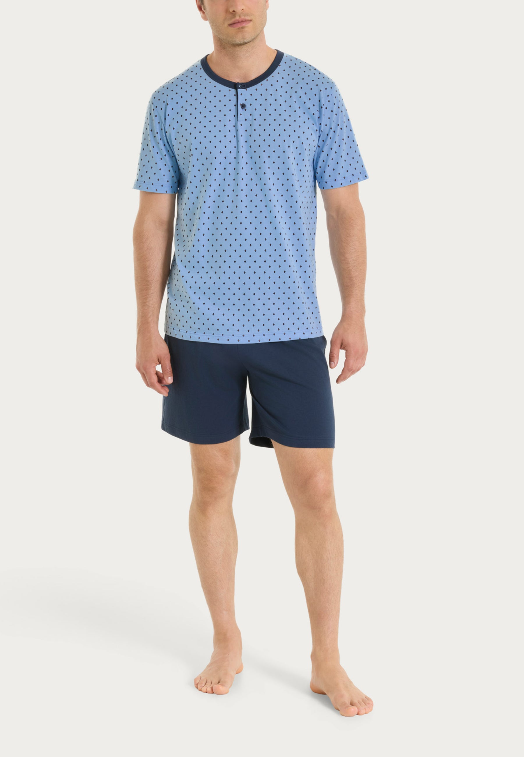 RAGNO Pigiama Uomo Corto Serafino Cotone Leggero UA23ND