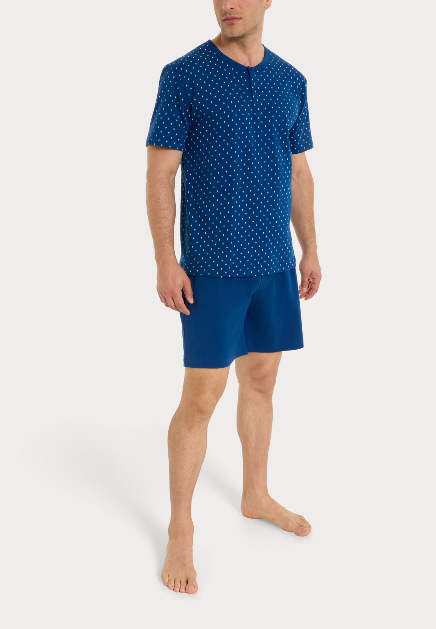 RAGNO Pigiama Uomo Corto Serafino Cotone Leggero UA23ND