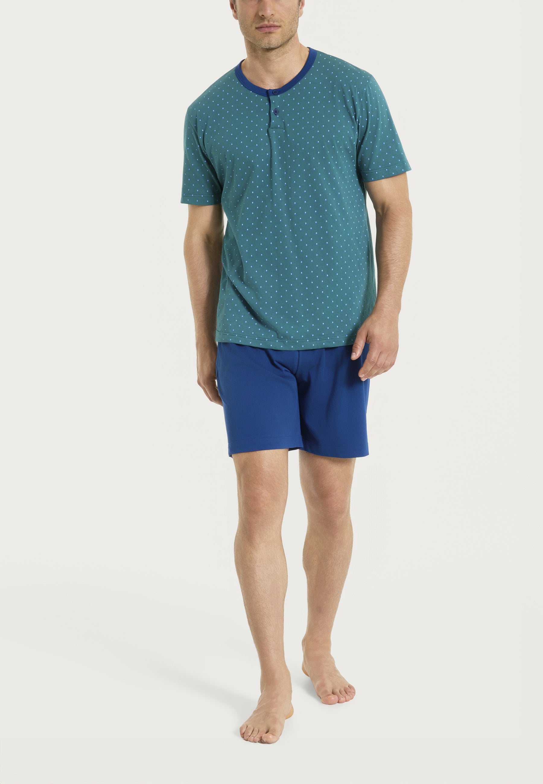 RAGNO Pigiama Uomo Corto Serafino Cotone Leggero UA23ND