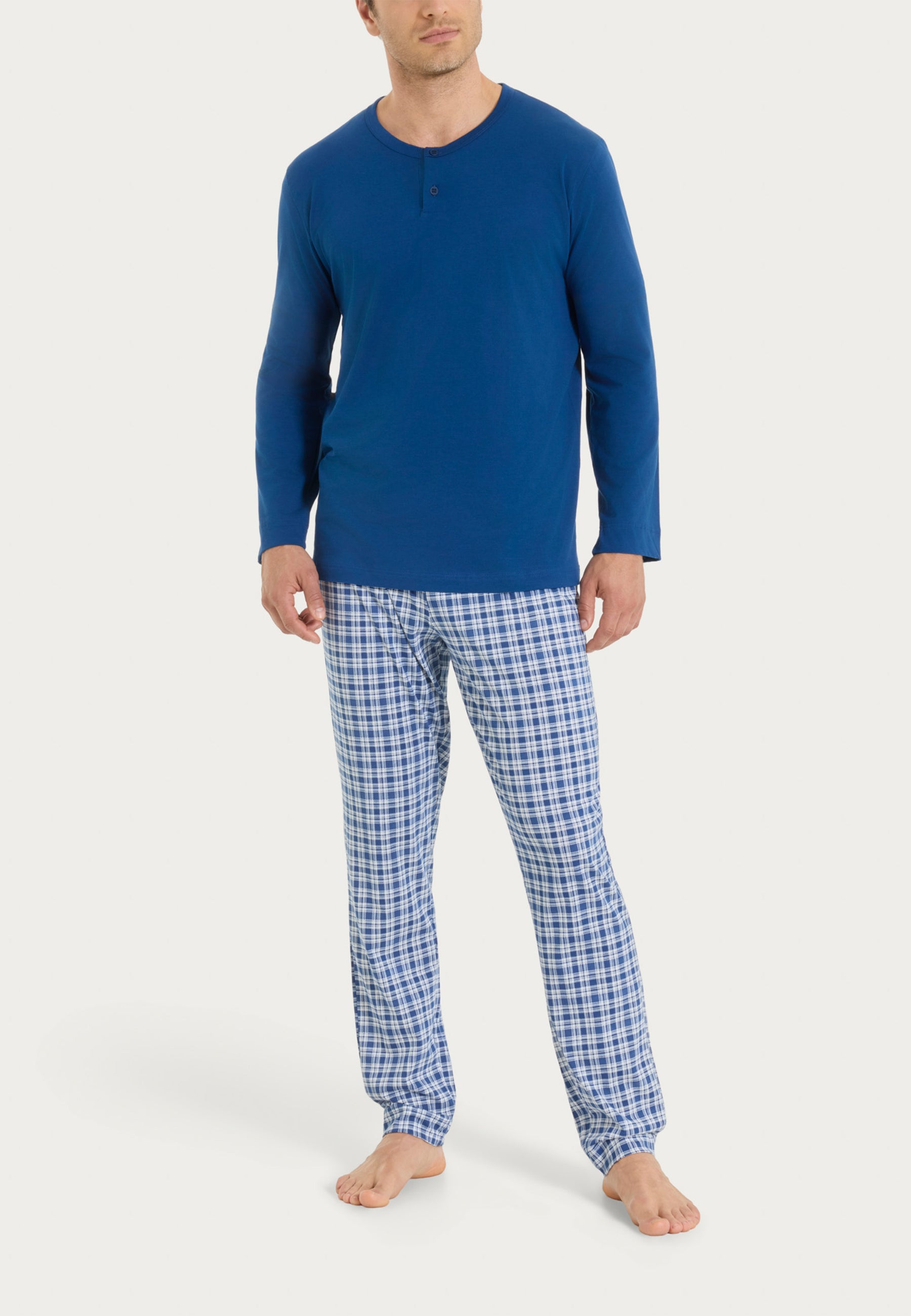 RAGNO Pigiama Uomo Lungo Cotone Leggero Quadretti UA24N1