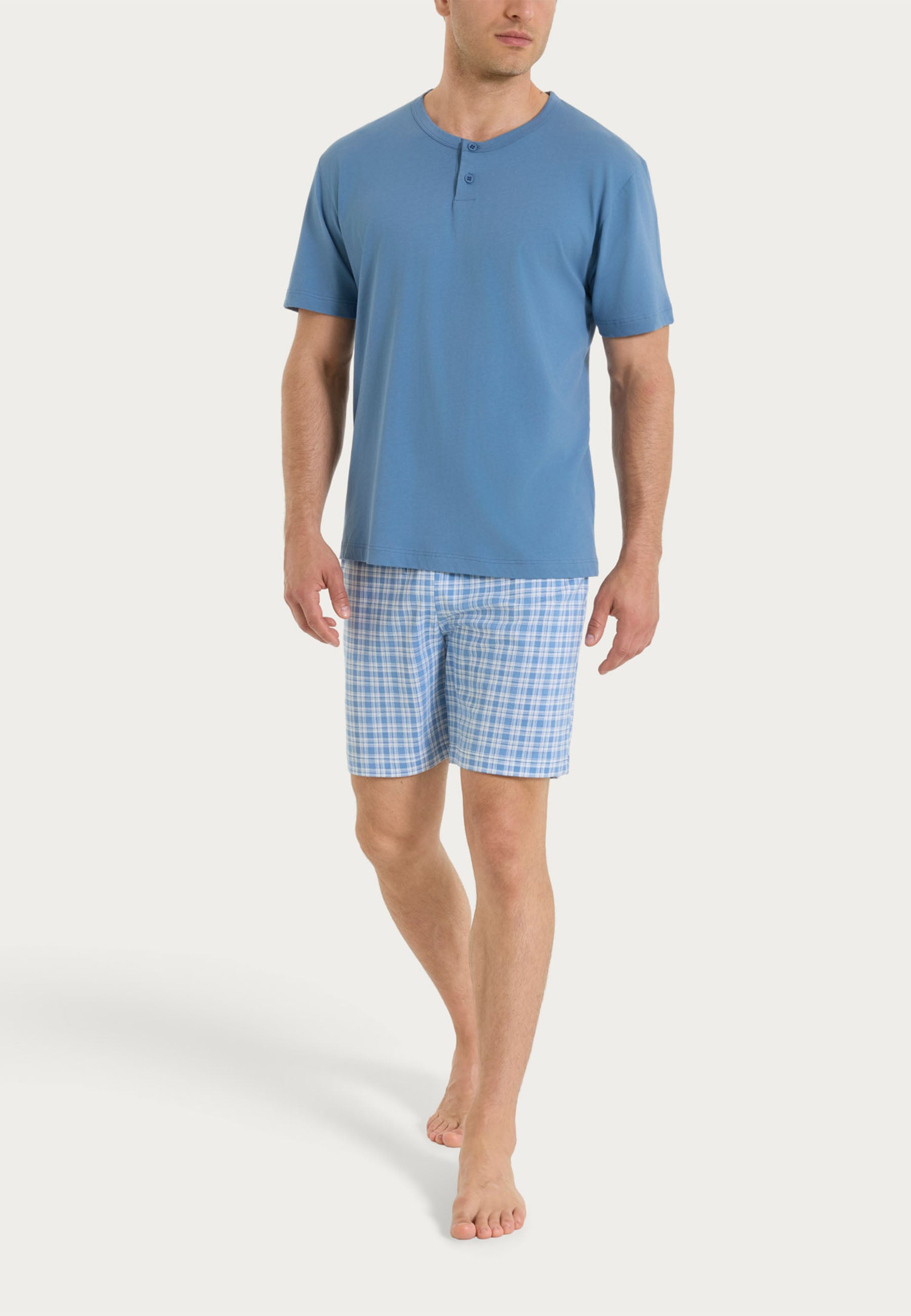 RAGNO Pigiama Uomo Corto Cotone Estivo Serafino UA24ND