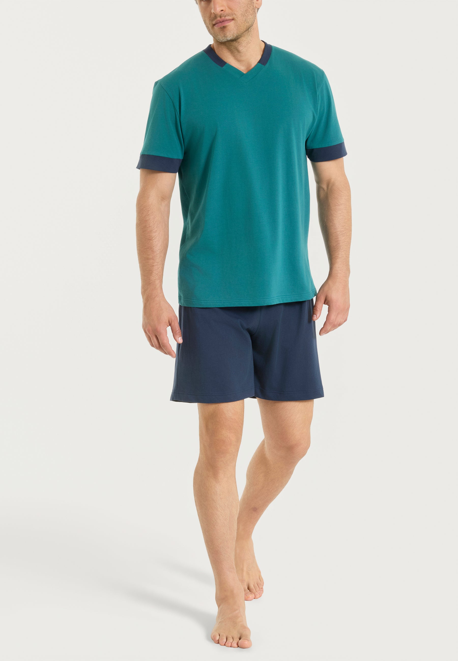 RAGNO Pigiama Uomo Corto Collo a V Cotone Leggero UA42NE