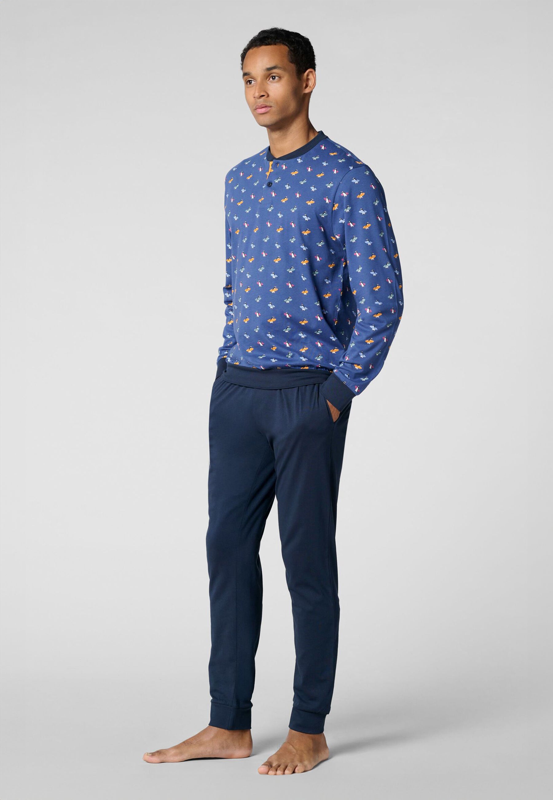 CAGI Pigiama Uomo Lungo Cotone Estivo Pinguini ART. VCAT04455