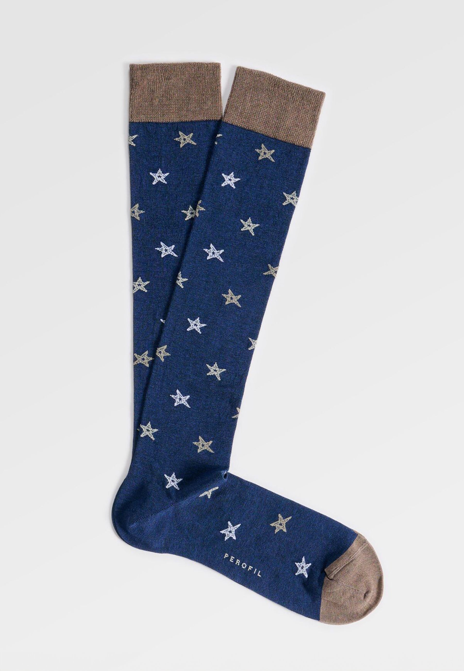 PEROFIL Calza Lunga Uomo Cotone Leggero Fantasia Stelle Marine ART. VPRC93317