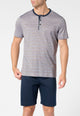 PEROFIL Pigiama Uomo Corto Cotone Jacquard Estivo Millerighe ART. VPRT93373
