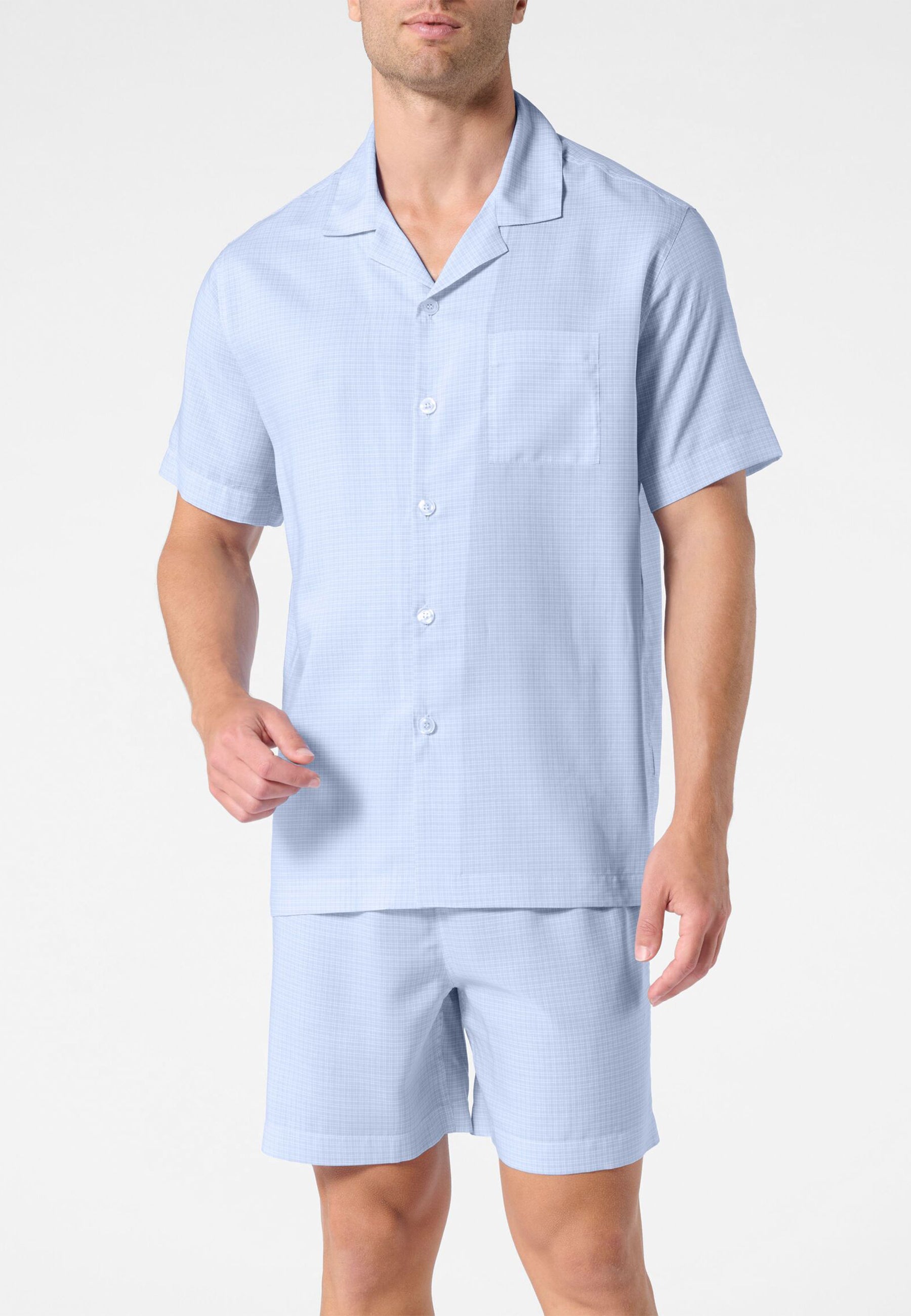 PEROFIL Pigiama Uomo Corto Lyocell Collo Camicia ART. VPRT93378