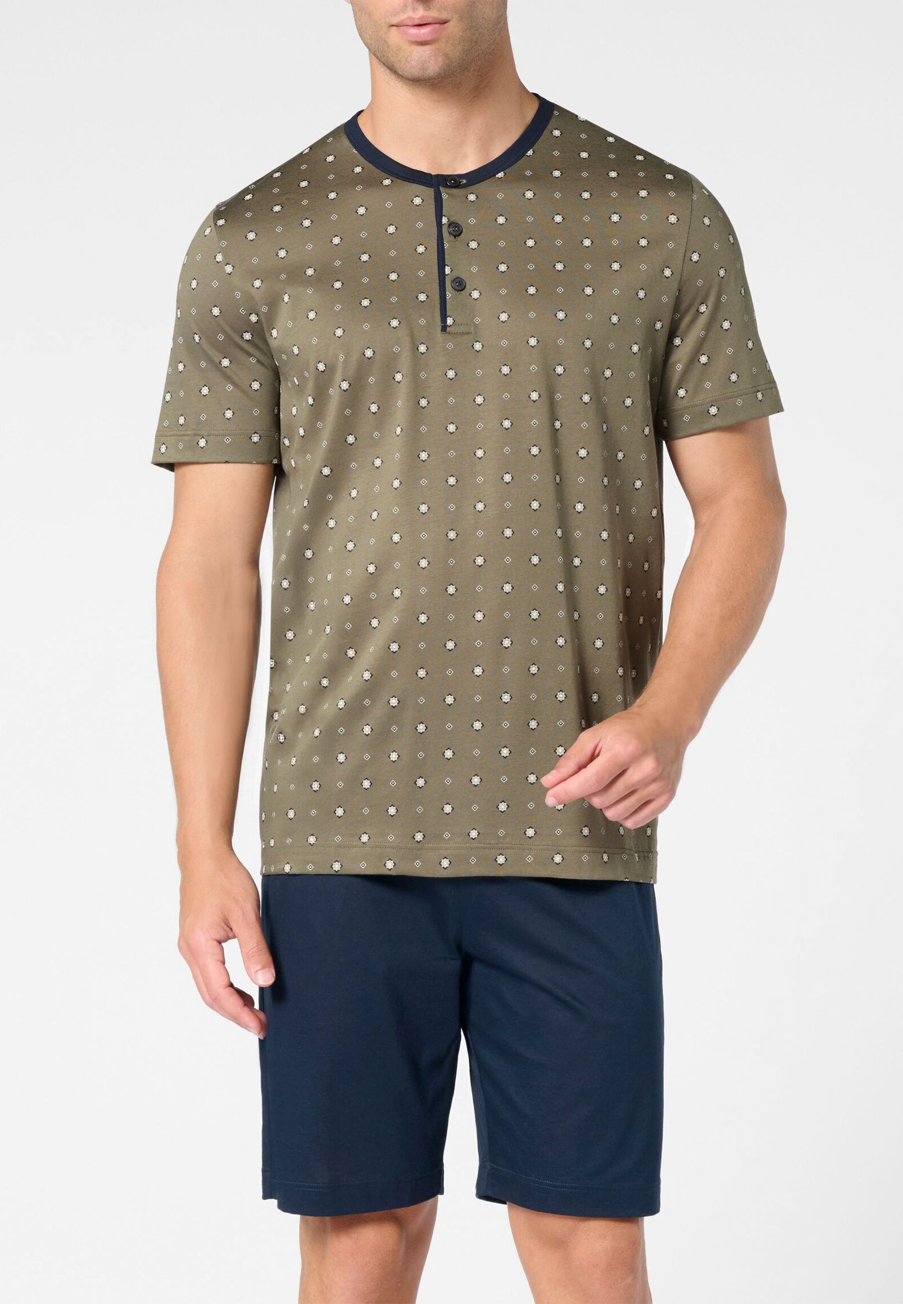 PEROFIL Pigiama Uomo Corto Serafino Cotone Mercerizzato ART. VPRT93390