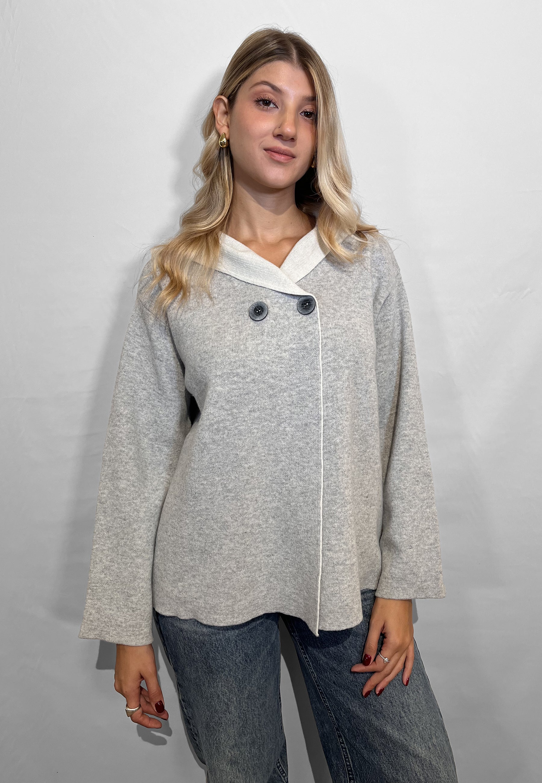 INTRECCI Giacca Donna Manica Lunga Cappuccio Lana Cachemire ART. W25-72