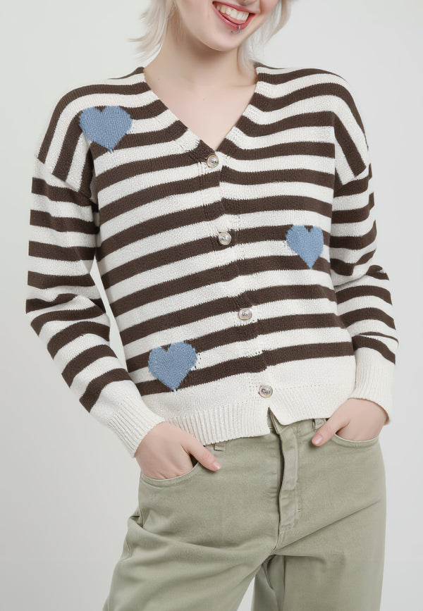 SUSY MIX Cardigan Donna Cotone Estivo Fantasia Rigata M93009