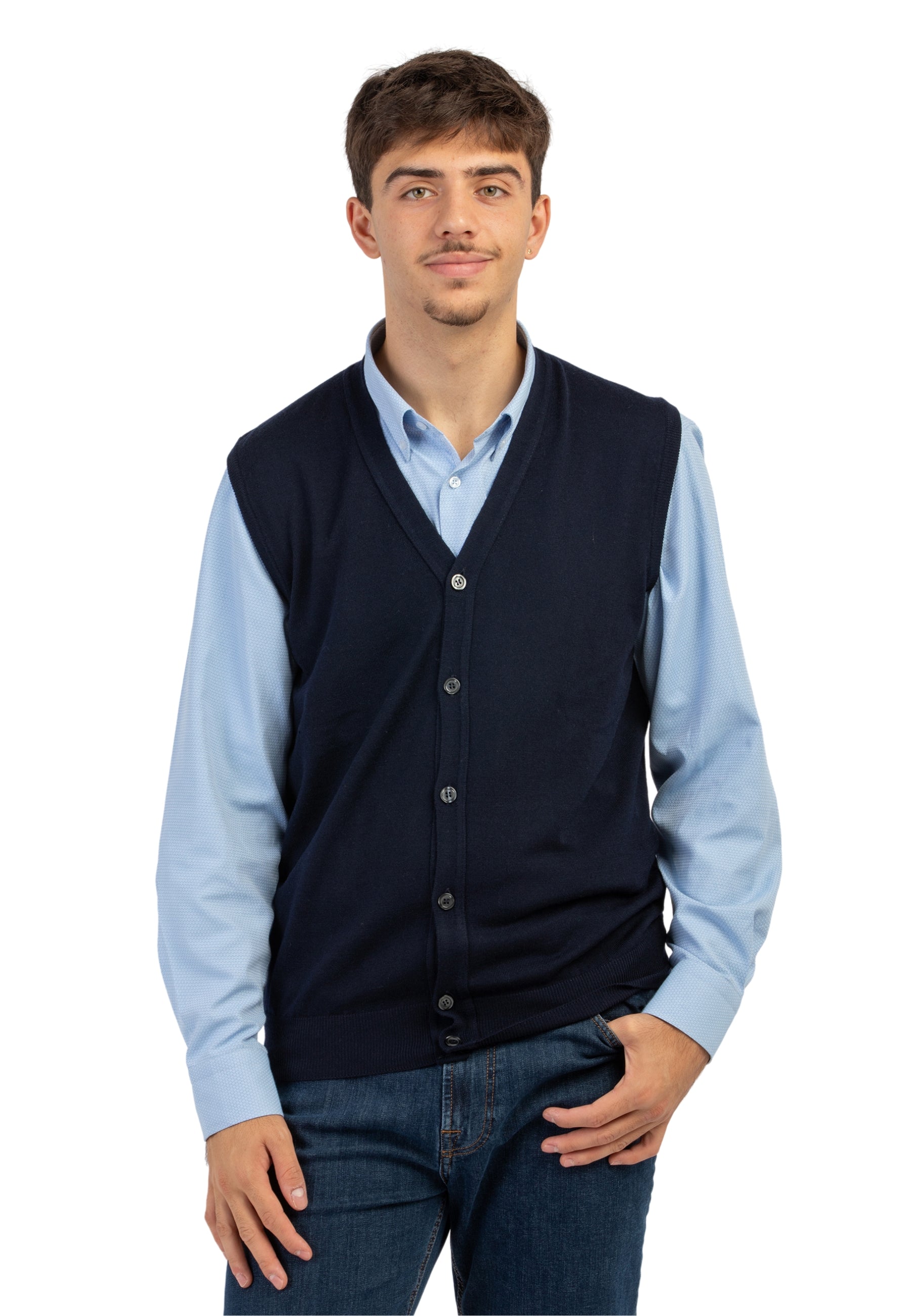 Gilet Uomo Aperto 100% lana Merinos PREMODE