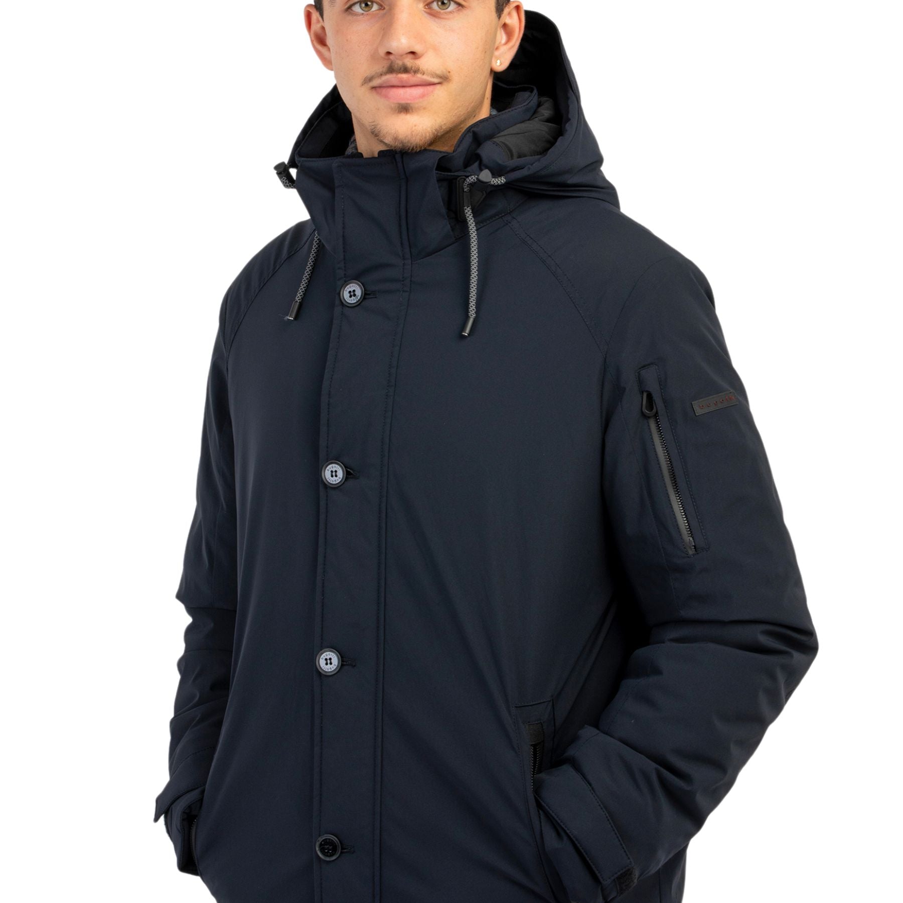 Bugatti Impermeabile Uomo 633400-69018 - Cappotto Corto Imbottito Rainseries, Idrorepellente, Traspirante, Antivento, Con Cappuccio