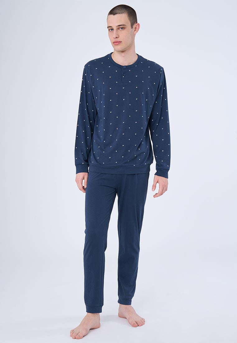 Pigiama lungo serafino in Jersey di cotone U647N1